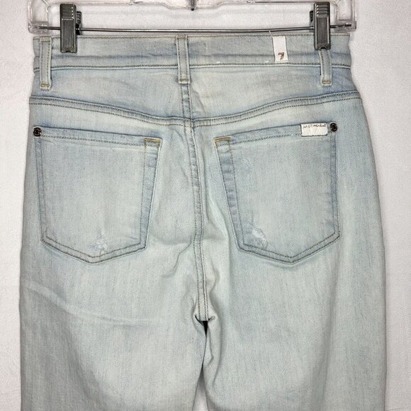 7 For All Mankind Patched and Distressed Jeans Skinny Light Wash 27x28 RARE - Picture 6 of 8